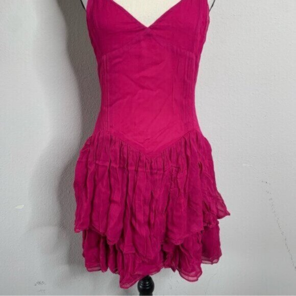 NWT Secret Mission Rasberry Ines Ruffle Mini Dress - Picture 9 of 17